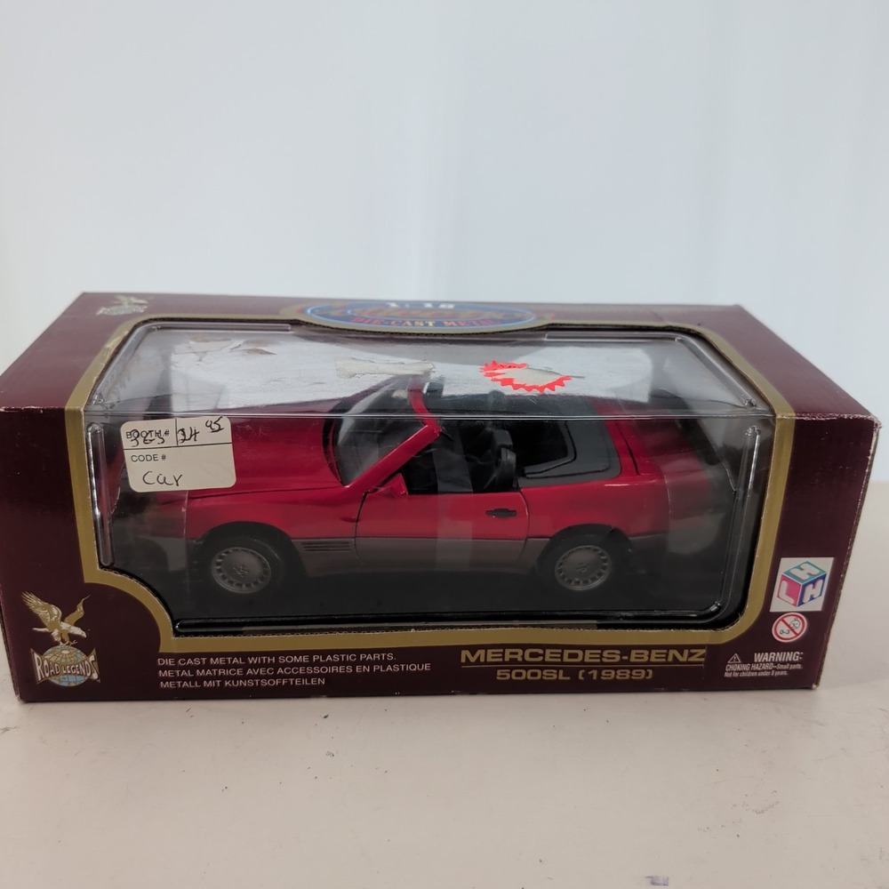 Vtg 1989 Road Legends Mercedes Benz‎ 500SL #92048 Road Tough Die-Cast Red Gray